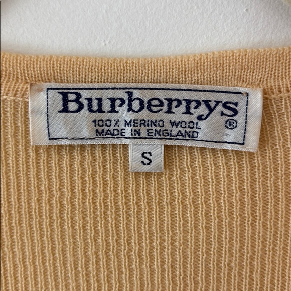 Vintage Burberry Ribbed Wool Cardigan Butter Yellow Tan Women's size Small - Picture 5 of 8